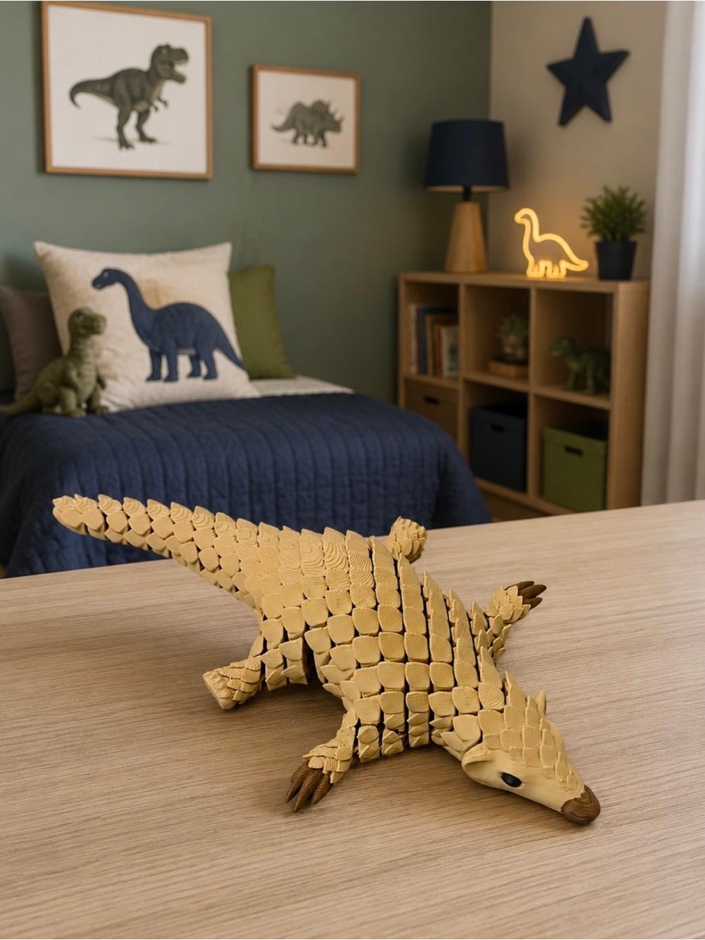 Pangolin Articulated Figurine in Beige with Brown Accents
